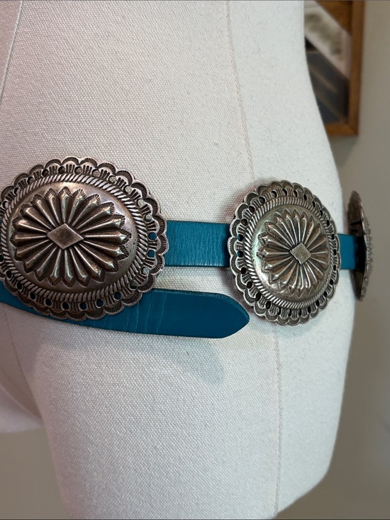 Vintage Polo Ralph Lauren Turquoise Western Leather Concho Belt